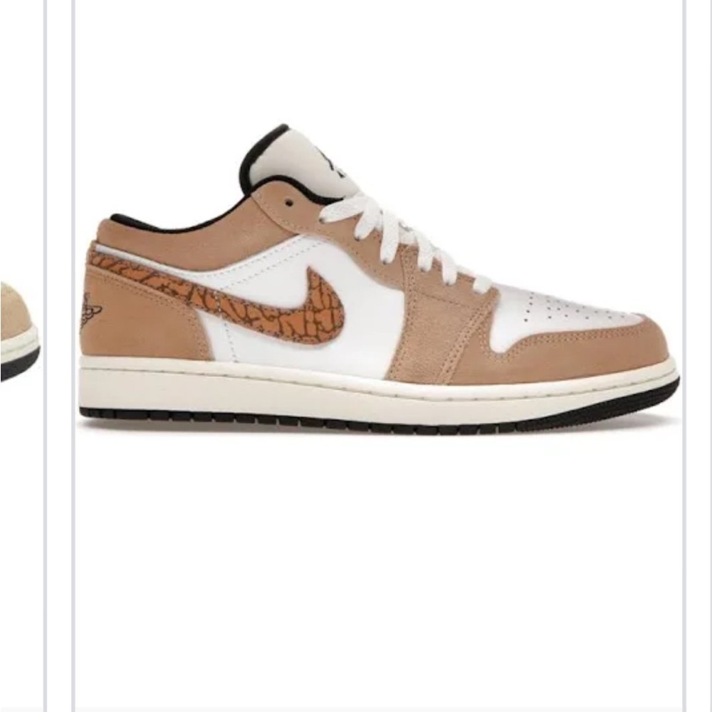 Air Jordan 1 Low SE Tan white giraffe print swoosh new size 7Y fits women’s 8